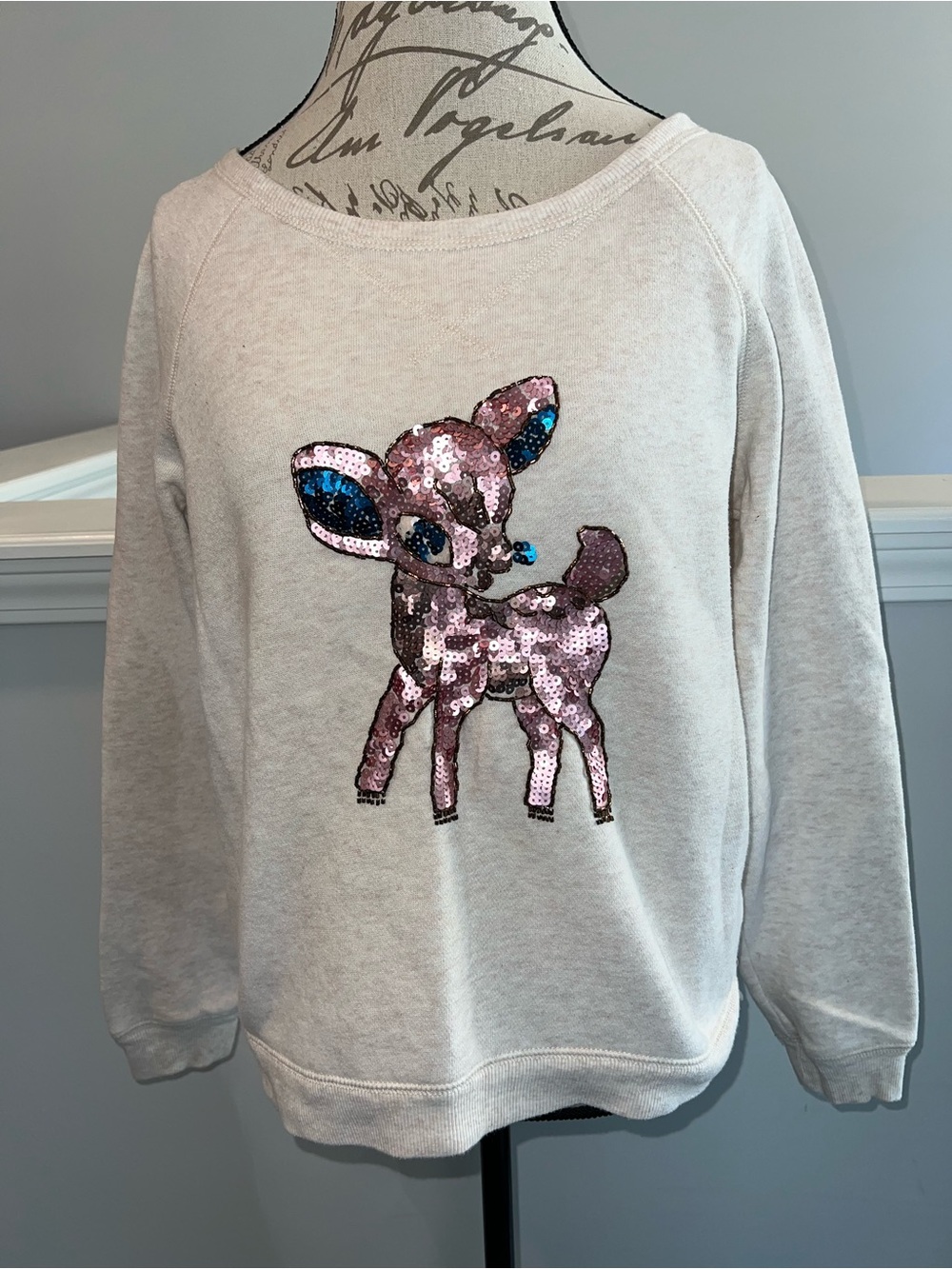 American Eagle Outfitters Sequin Deer Sweatshirt Size Medium